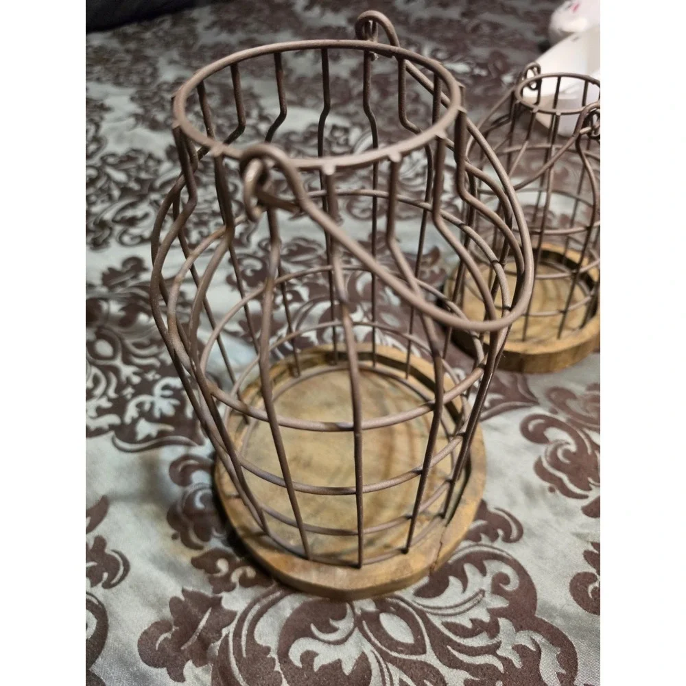 Stonebriar Weathered Metal Lantern with Wood Base
